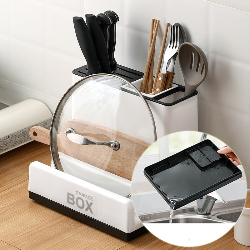 All-in-One Küchenhalter – Messerblock & Geschirr Organizer mit Abtropffunktion