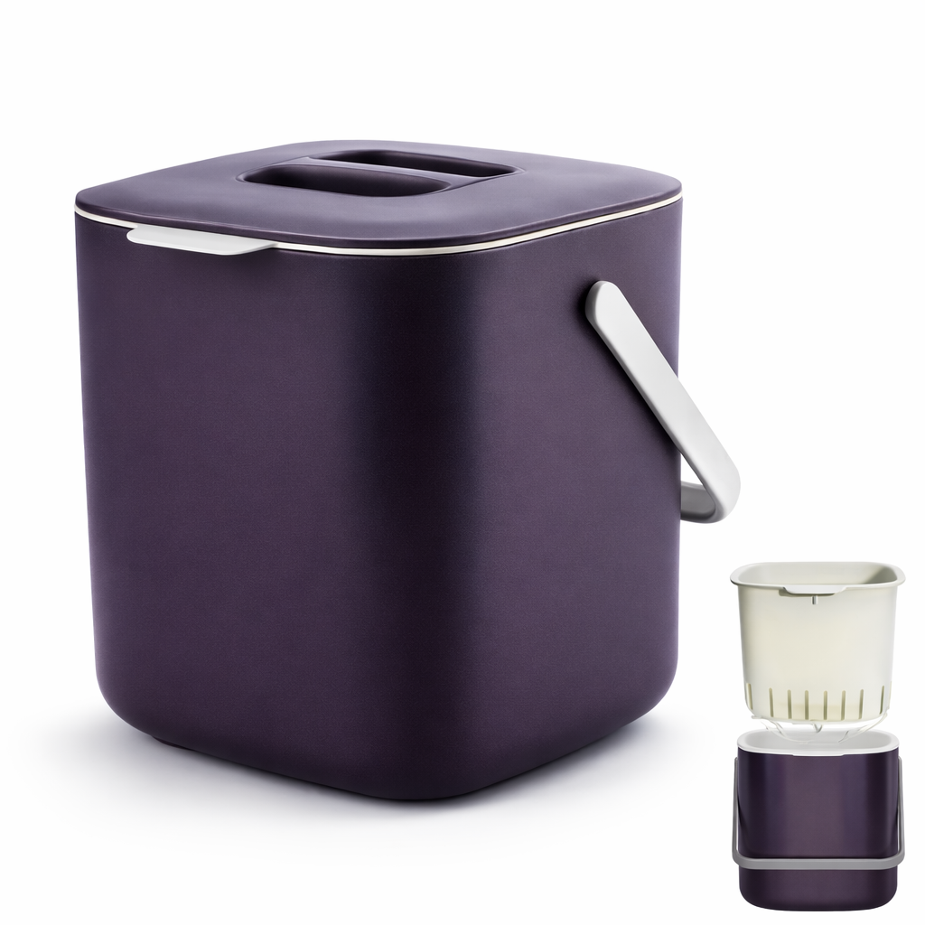Kitchen Compost Bin with a Removable Lid And Double Inner Basket