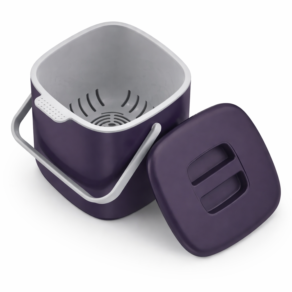 Kitchen Compost Bin with a Removable Lid And Double Inner Basket