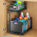 2-Tier Pull-Out Sliding Drawer Organizer Storage Rack